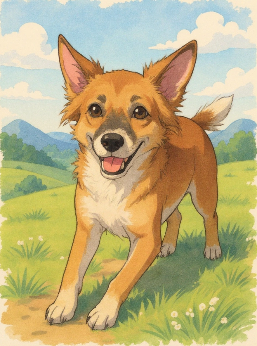 Doggo the Indian Mixed as Ghibli Style