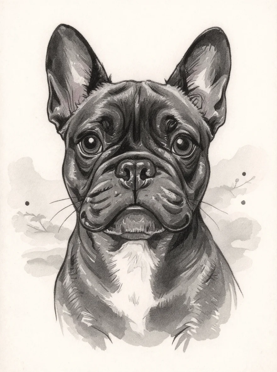 Milo the French Bulldog as Sumukhwa Landscape Headshot